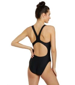 Piped Splice Wide Strap One Piece Swimsuit -Family Swim Shop 7595815272616 blackmaroon 3a