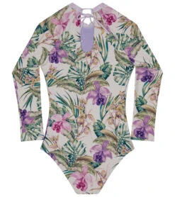 Splendid Girls' Panama Garden Long Sleeve One Piece Swimsuit (Big Kid) -Family Swim Shop 7611106033832 multi 2a