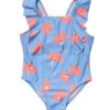 Girls' Beach Bloom Ruffle Shoulder One Piece Swimsuit (Baby, Toddler, Little Kid) -Family Swim Shop 7631513026728 blue 1a