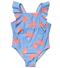 Girls' Beach Bloom Ruffle Shoulder One Piece Swimsuit (Baby, Toddler, Little Kid)