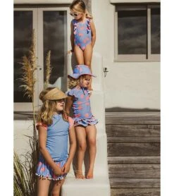 Girls' Beach Bloom Ruffle Shoulder One Piece Swimsuit (Baby, Toddler, Little Kid) -Family Swim Shop 7631513026728 blue 6a