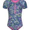 Under Armour Girls' UA Micro Meadow Short Sleeve One Piece Swimsuit (Toddler, Little Kid) -Family Swim Shop 7648584335528 bajablue 1a