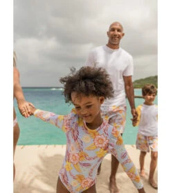 Girls' Boho Tropical Frill Long Sleeve One Piece Swimsuit (Baby, Toddler, Little Kid) 12 Girls' Boho Tropical Frill Long Sleeve One Piece Swimsuit (Baby, Toddler, Little Kid) -Family Swim Shop 7652776050856 blue 3a