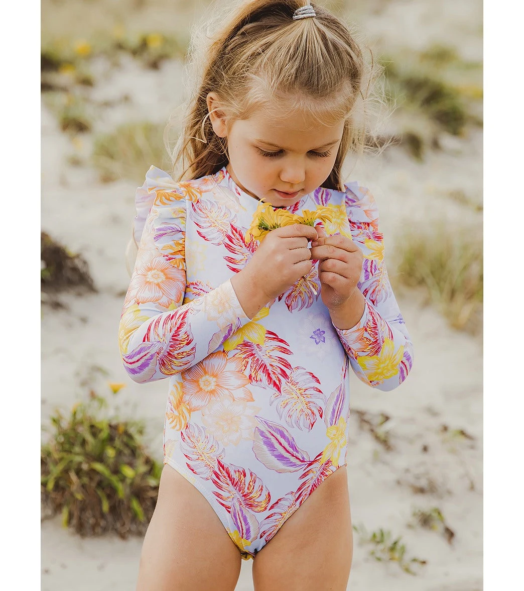Girls' Boho Tropical Frill Long Sleeve One Piece Swimsuit (Baby, Toddler, Little Kid) 7 Girls' Boho Tropical Frill Long Sleeve One Piece Swimsuit (Baby, Toddler, Little Kid) - Image 5