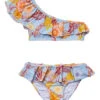 Girls' Boho Tropical One Shoulder Two Piece Bikini Set (Little Kid, Big Kid) -Family Swim Shop 7652776738984 blue 1a