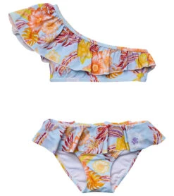 Girls' Boho Tropical One Shoulder Two Piece Bikini Set (Little Kid, Big Kid)