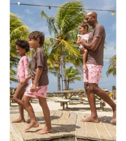 Men's Palm Paradise Sustainable Swim Trunks 7 Men's Palm Paradise Sustainable Swim Trunks -Family Swim Shop 7652824580264 pink 3a